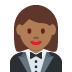 🤵🏾‍♀️ woman in tuxedo: medium-dark skin tone display on Twitter